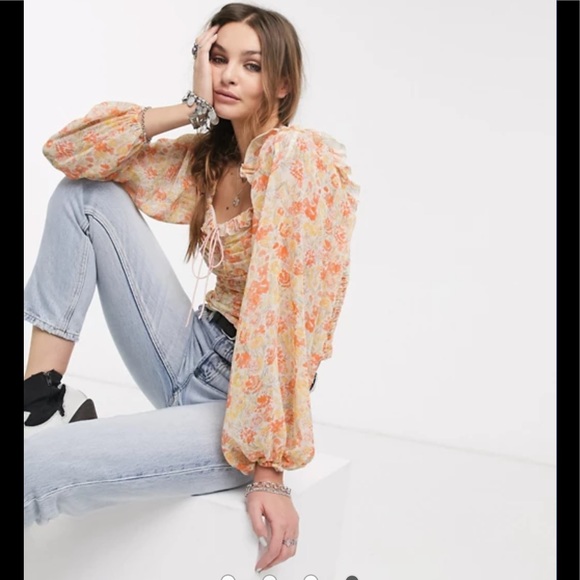 NWT Free People Mabel Printed Blouse - Picture 8 of 10